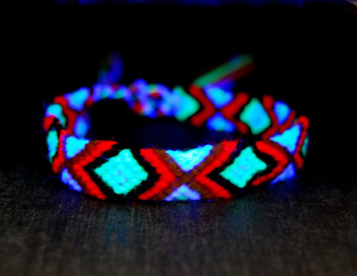 Handwoven UV Blacklight Friendship Bracelets from Cotton 