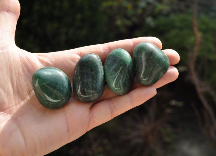 FOUR Green Aventurine LOT of Polished Stones, Whole set, 122 grams - 4.30 ounces -  FREE Shipping !