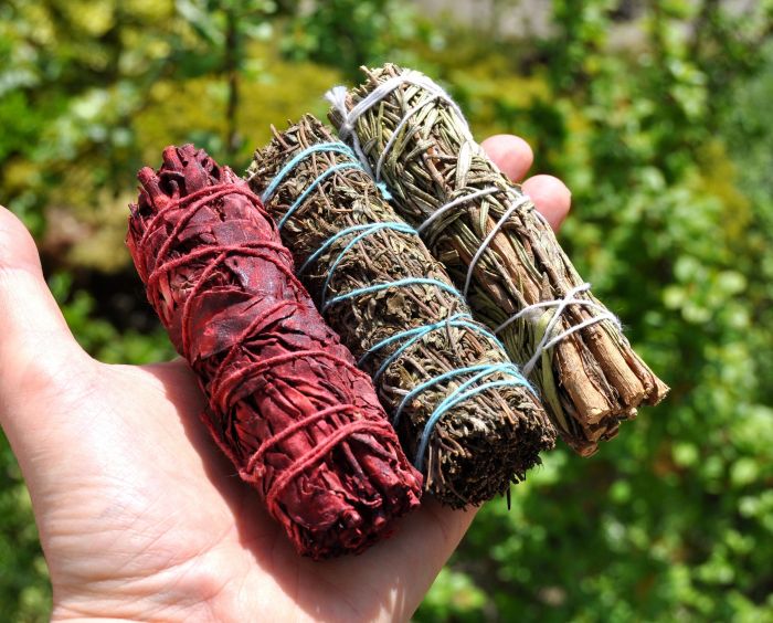THREE Smudge White Sage Dragonblood, Thyme and Rosemary KIT