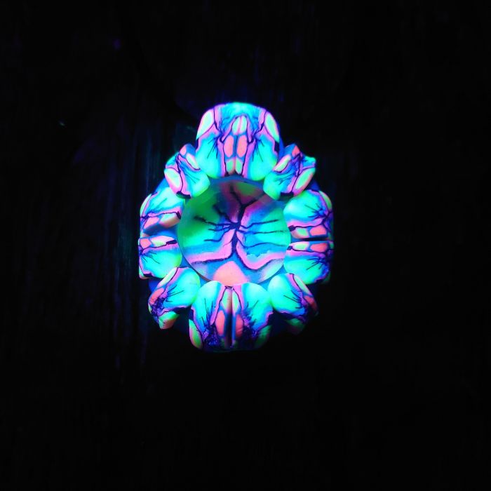 UV Blacklight Glass Pendant, Handsculpted Clay, Unique, Unisex