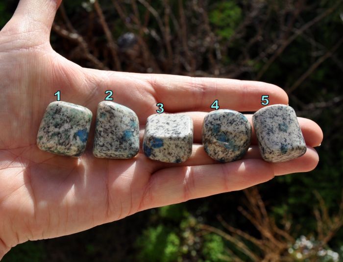 K2 AZURITE in Granite Tumbled Stones - Pocket Stone
