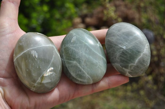 LARGE GARNIERITE Palm Stone, green Moonstone, polished garnierite, garnierite palmstone