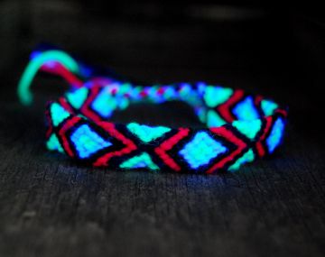 Handwoven Friendship Bracelet, UV Blacklight Reactive, Psytrance party