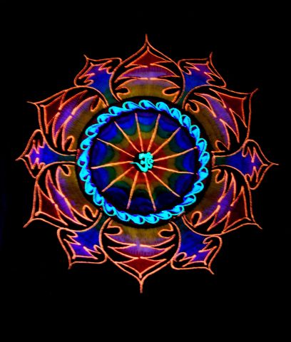 AUM Mandala t-Shirt UV reactive Embroidered, Psychedelic Unisex